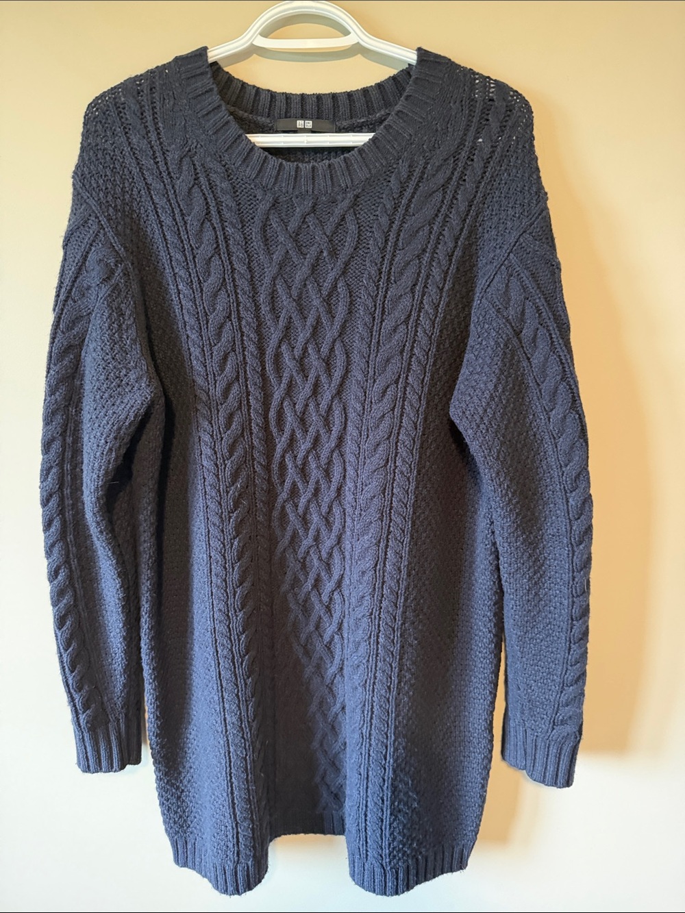 UNIQLO Navy Cable Knit Sweater Dress | Large | Cozy Winter